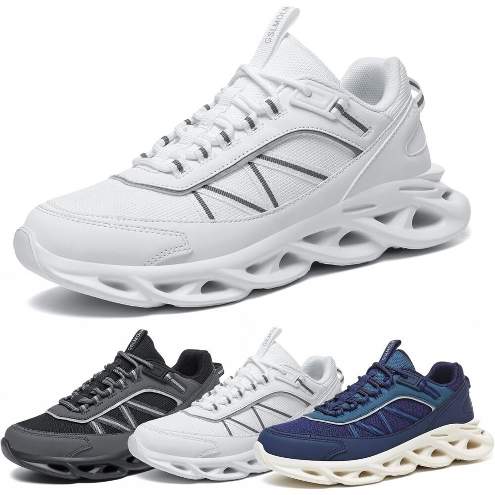 Women's Gray White Breathable Fabric Running Walking Sneakers Athletic Shoes - Picture 8 of 8